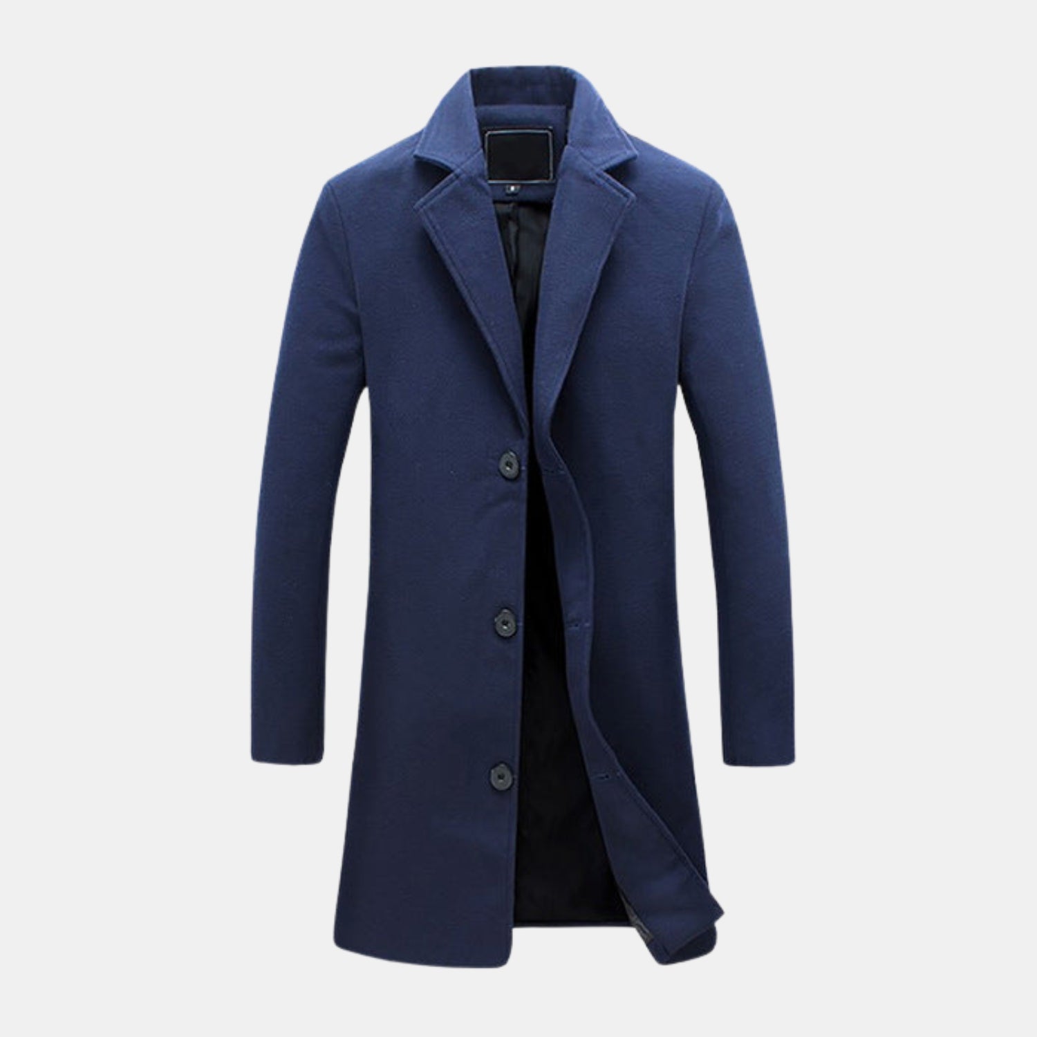 Herren-Wintermantel in Marineblau – warme, winddichte Trenchcoat-Jacke für kaltes Wetter