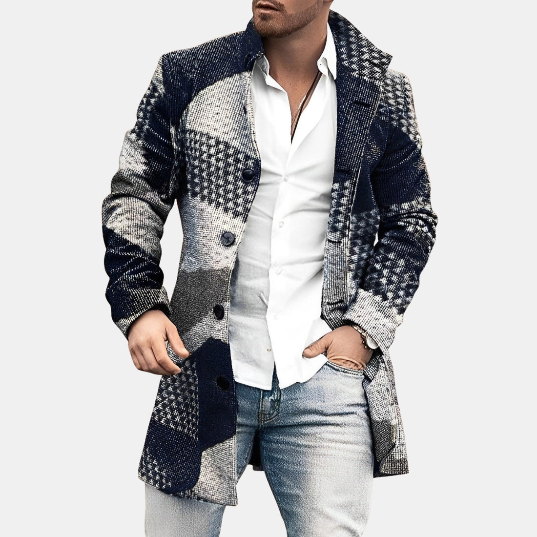 Herren Langmantel mit Knopfleiste – Stilvoller Übergangsmantel für Business & Freizeit von Orren & Valé 