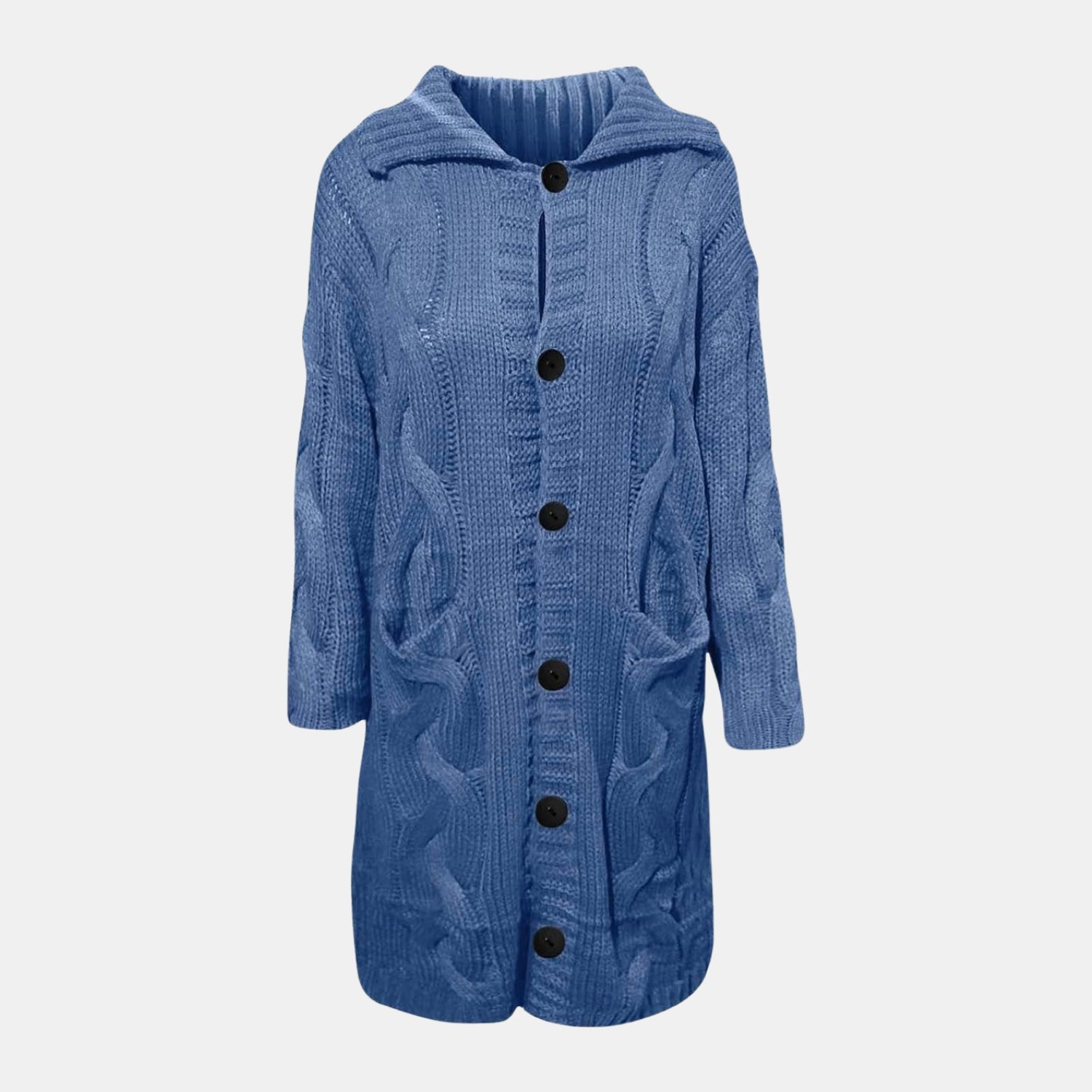 Damen Oversize-Strickjacke mit Zopfmuster – Langer Cardigan mit Knöpfen von Orren & Valé