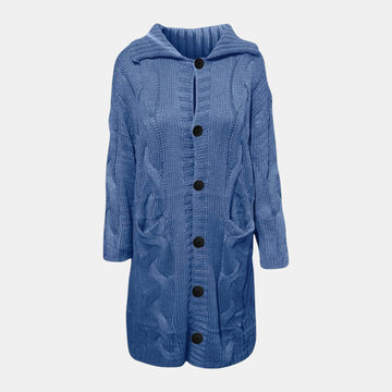 Damen Oversize-Strickjacke mit Zopfmuster – Langer Cardigan mit Knöpfen von Orren & Valé