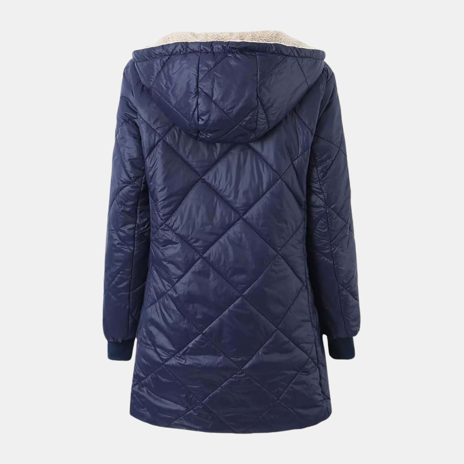 Damen Steppmantel mit Rautenstepp – Mittellanger Mantel mit vWendekapuze von Orren & Valé 