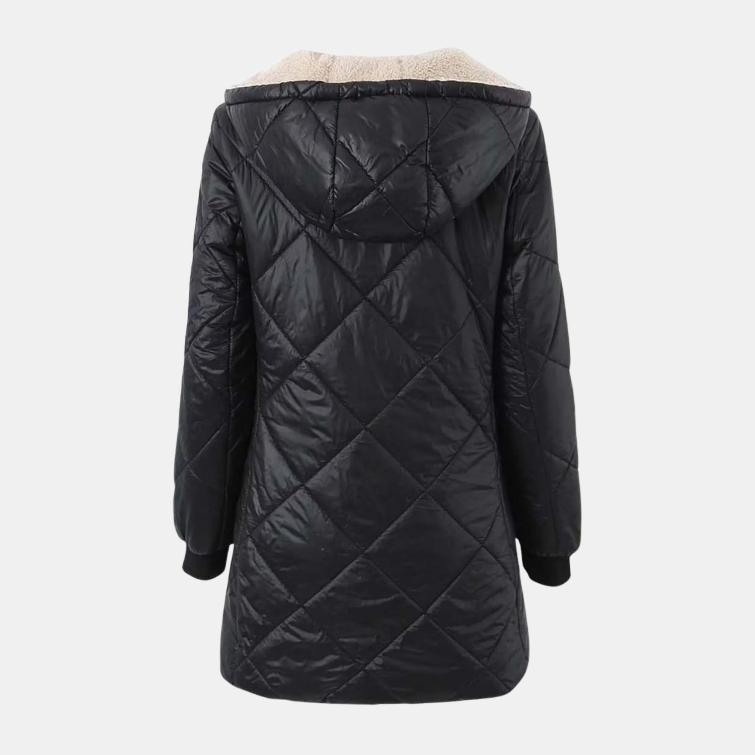 Damen Steppmantel mit Rautenstepp – Mittellanger Mantel mit vWendekapuze von Orren & Valé 