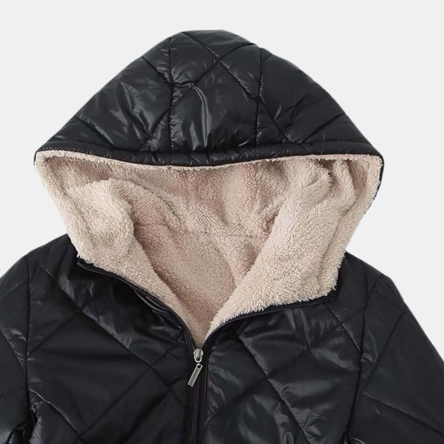 Damen Steppmantel mit Rautenstepp – Mittellanger Mantel mit vWendekapuze von Orren & Valé 