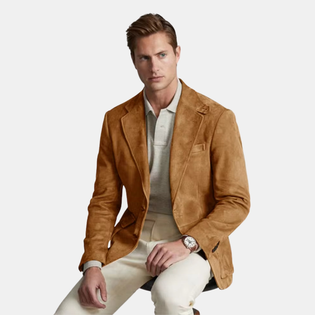 Eleganter Herren-Wildlederblazer – Zeitloser Suede-Blazer in edlem Camel-Ton von Orren & Valé