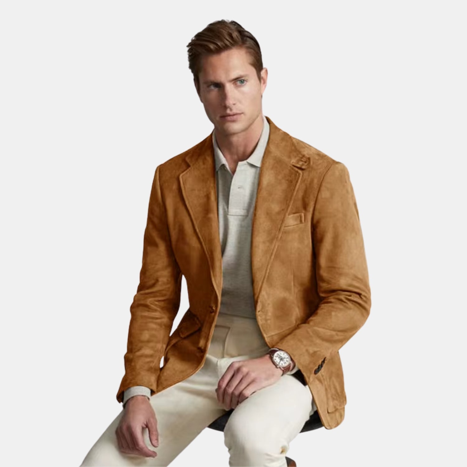 Eleganter Herren-Wildlederblazer – Zeitloser Suede-Blazer in edlem Camel-Ton von Orren & Valé