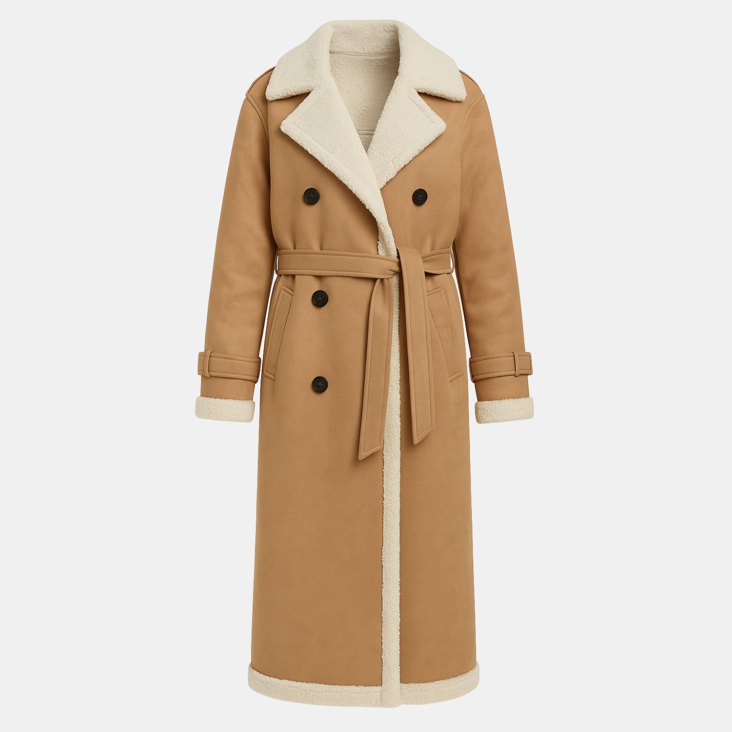 Gefütterte Lange Winterjacke mit Teddykragen von Orren & Valé