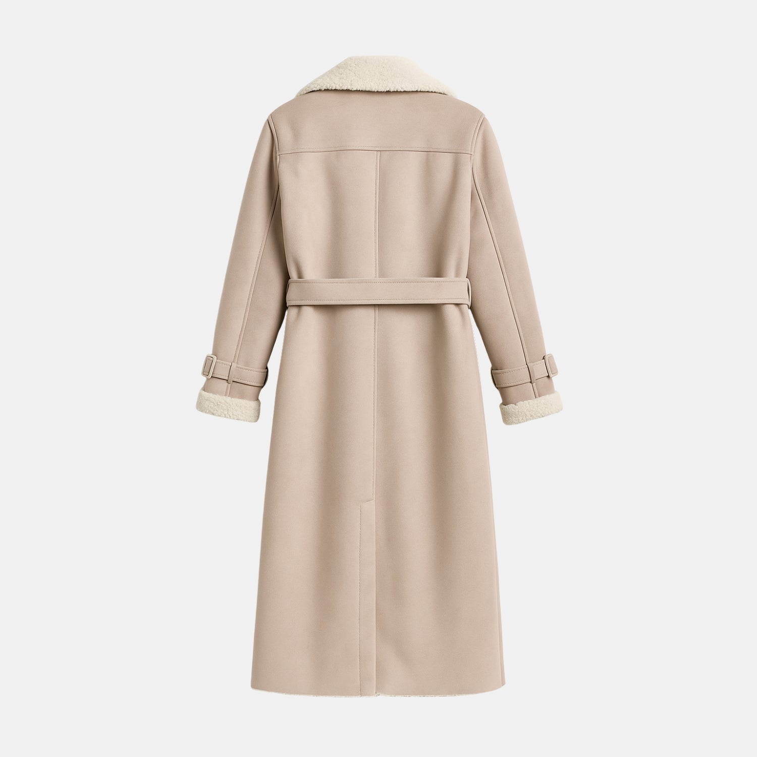 Gefütterte Lange Winterjacke mit Teddykragen