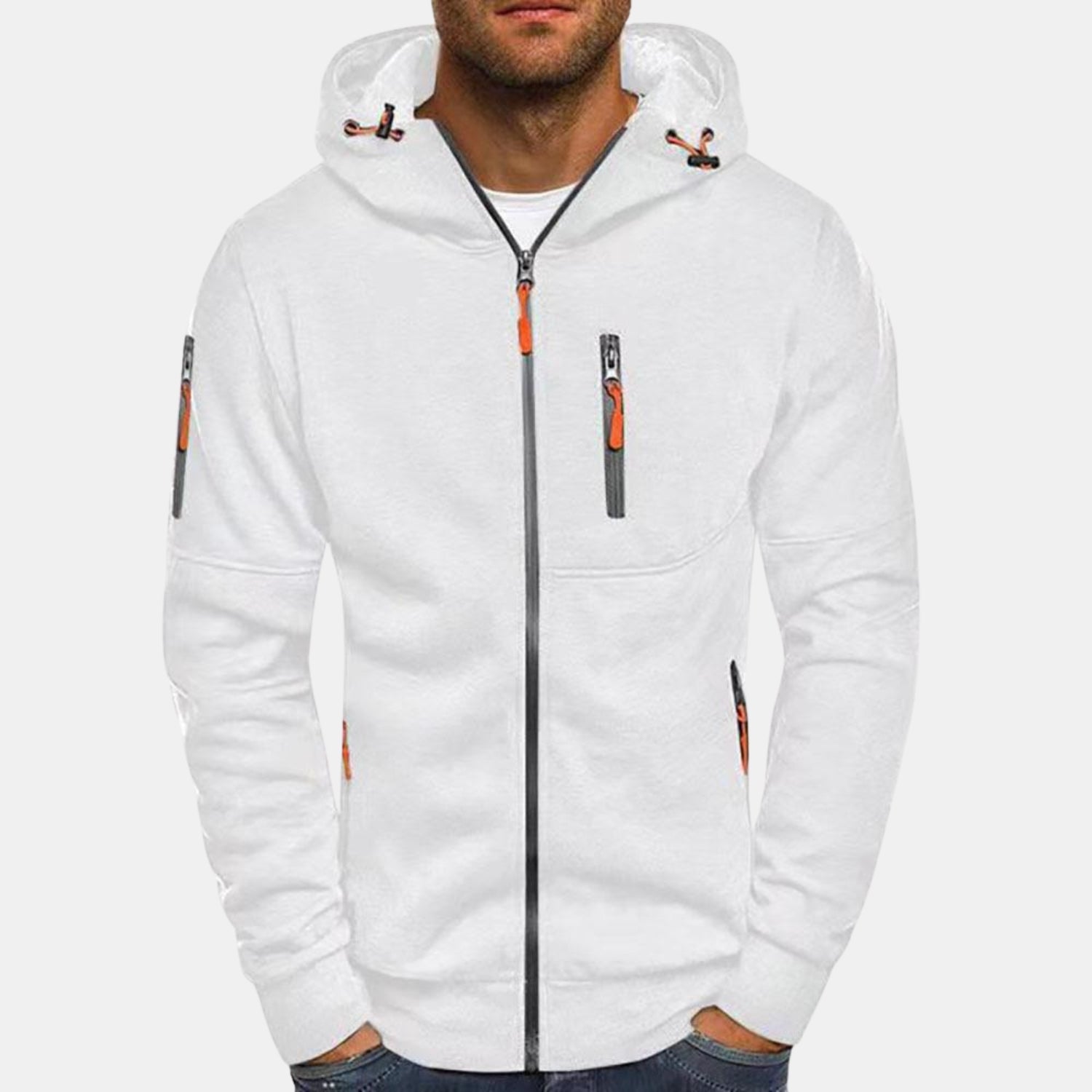 Herren Fleece-Kapuzenjacke – Sportliche Zip-Sweatjacke mit Kontrastreißverschlüssen von Orren & Valé