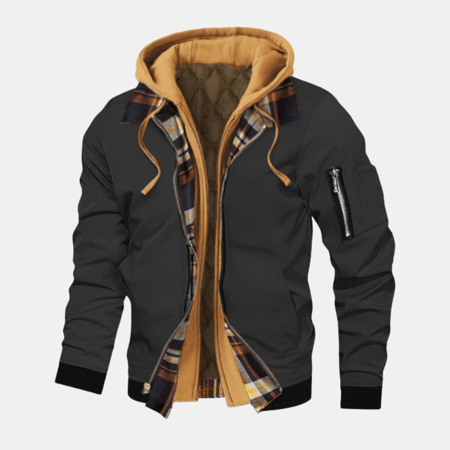 Herren Gefütterte Kapuzenjacke mit Karofutter – Winddichte Winter- & Übergangsjacke von Orren & Valé