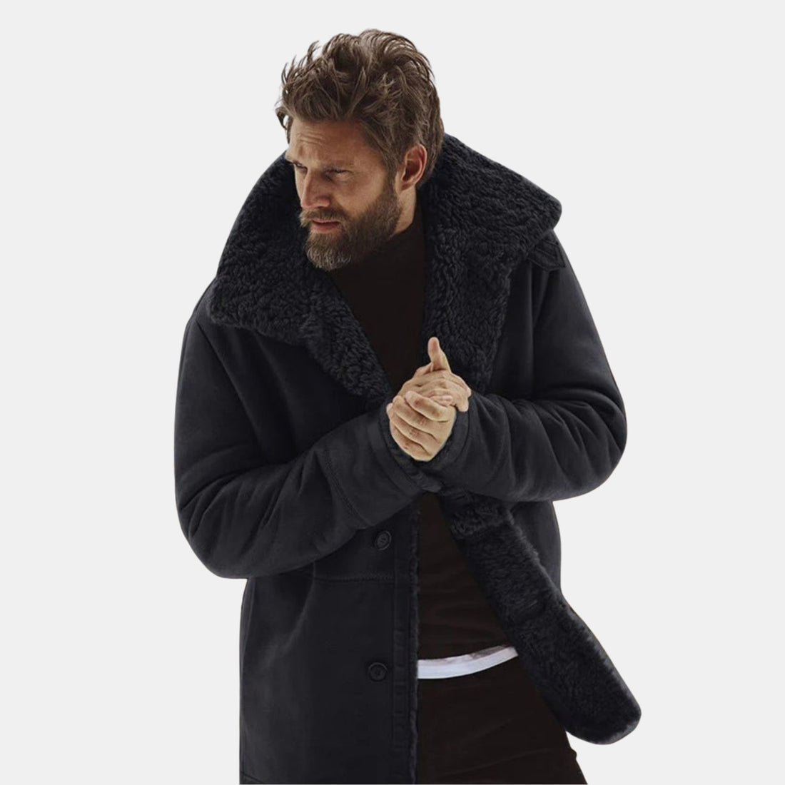 Herren Klassischer Wintermantel mit Teddyfutter – Warm Gefütterter Mantel in Lammfelloptik von Orren & Valé