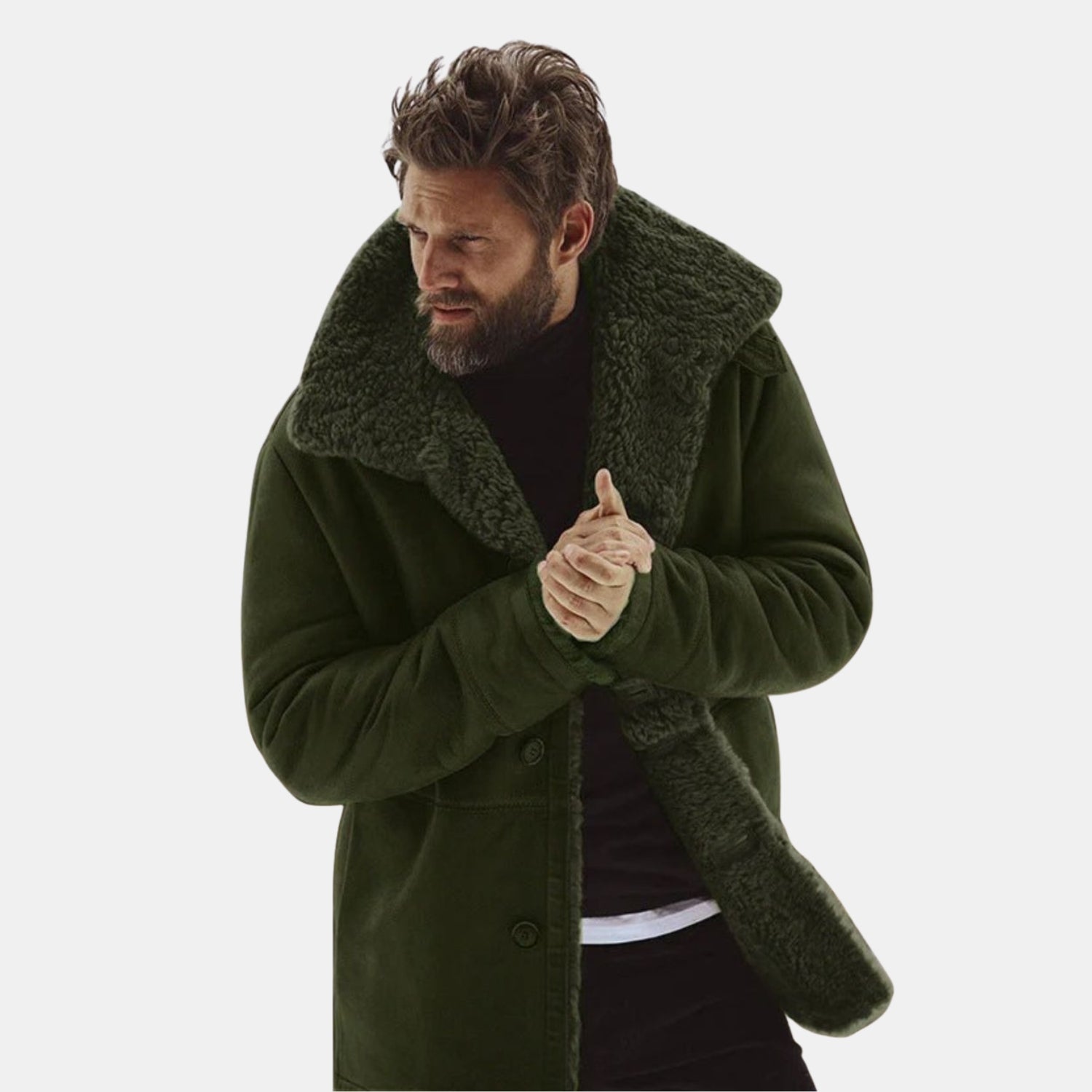 Herren Klassischer Wintermantel mit Teddyfutter – Warm Gefütterter Mantel in Lammfelloptik von Orren & Valé