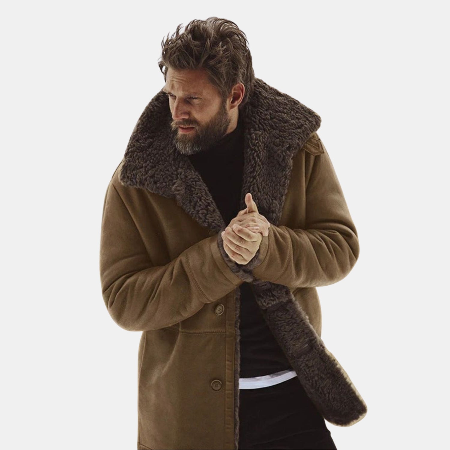 Herren Klassischer Wintermantel mit Teddyfutter – Warm Gefütterter Mantel in Lammfelloptik von Orren & Valé