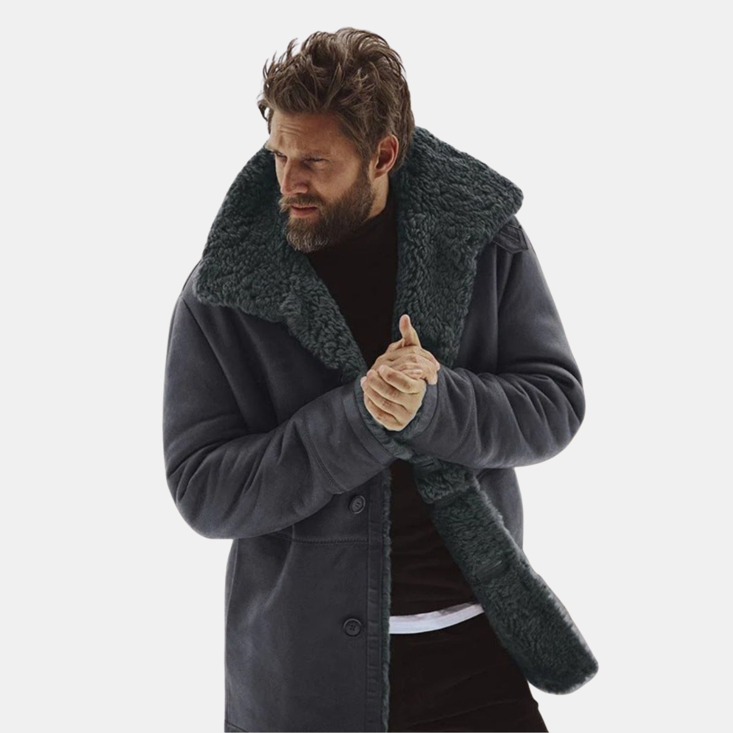 Herren Klassischer Wintermantel mit Teddyfutter – Warm Gefütterter Mantel in Lammfelloptik von Orren & Valé