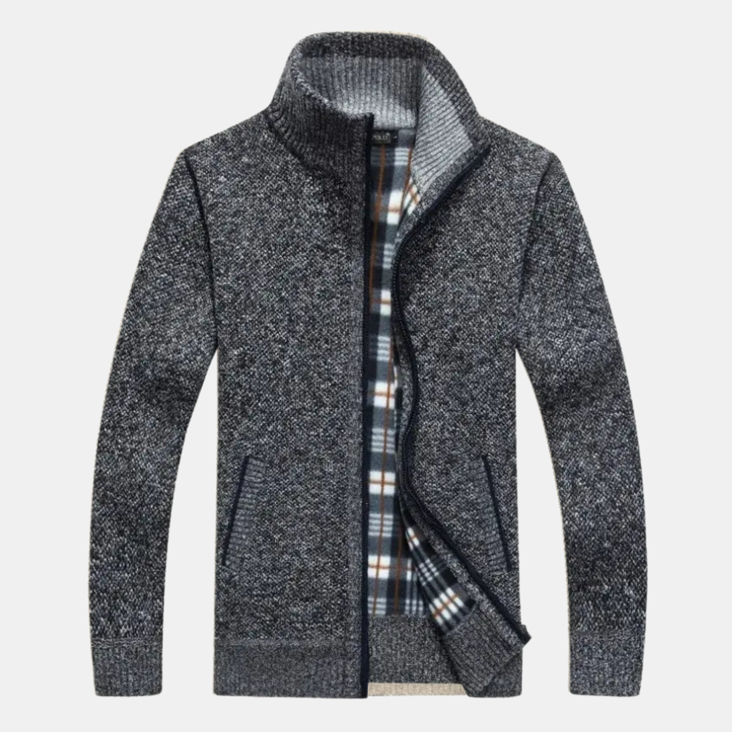 Herren Thermo-Strickjacke mit Fleecefutter – Warme Zip-Strickjacke mit Stehkragen von Orren & Valé