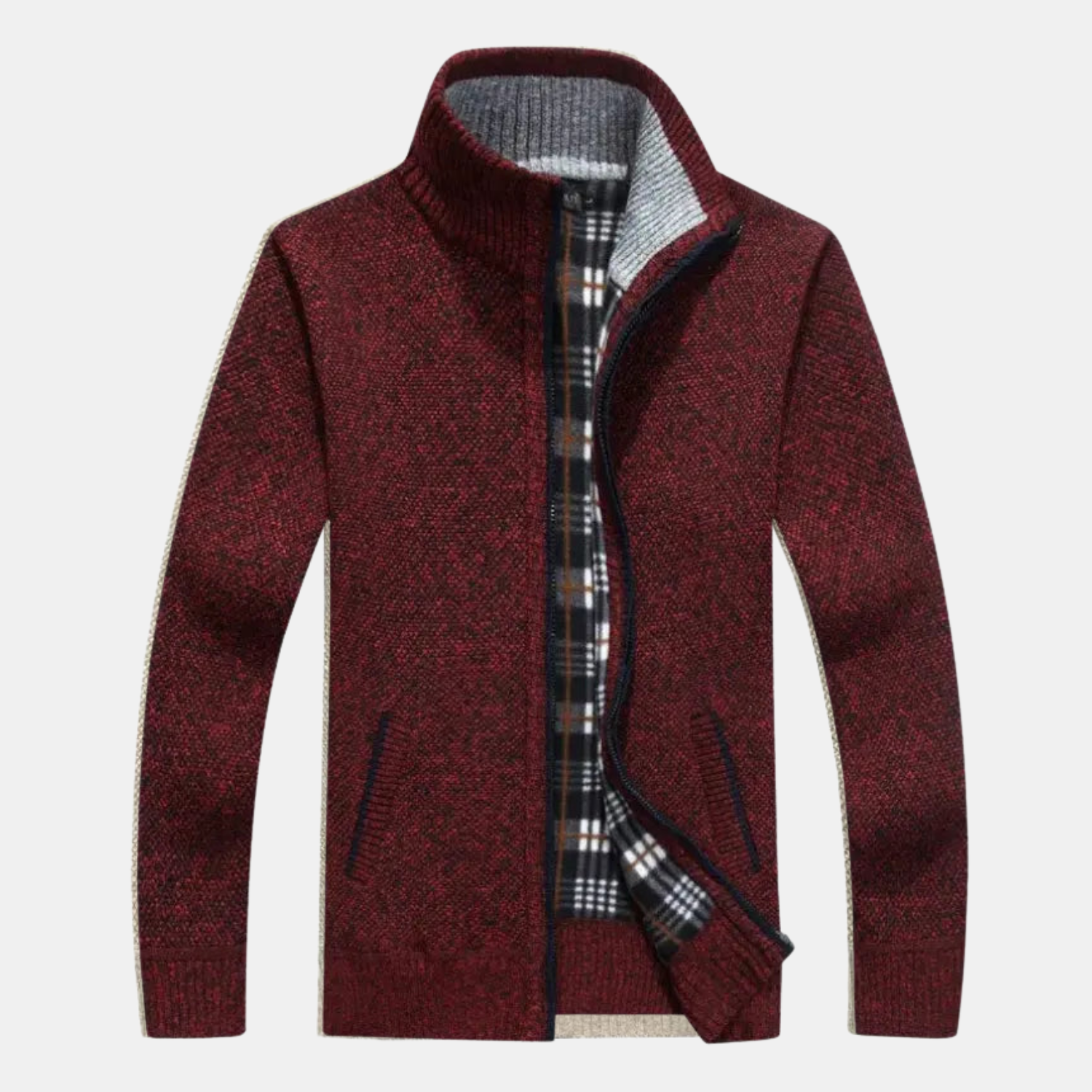 Herren Thermo-Strickjacke mit Fleecefutter – Warme Zip-Strickjacke mit Stehkragen von Orren & Valé