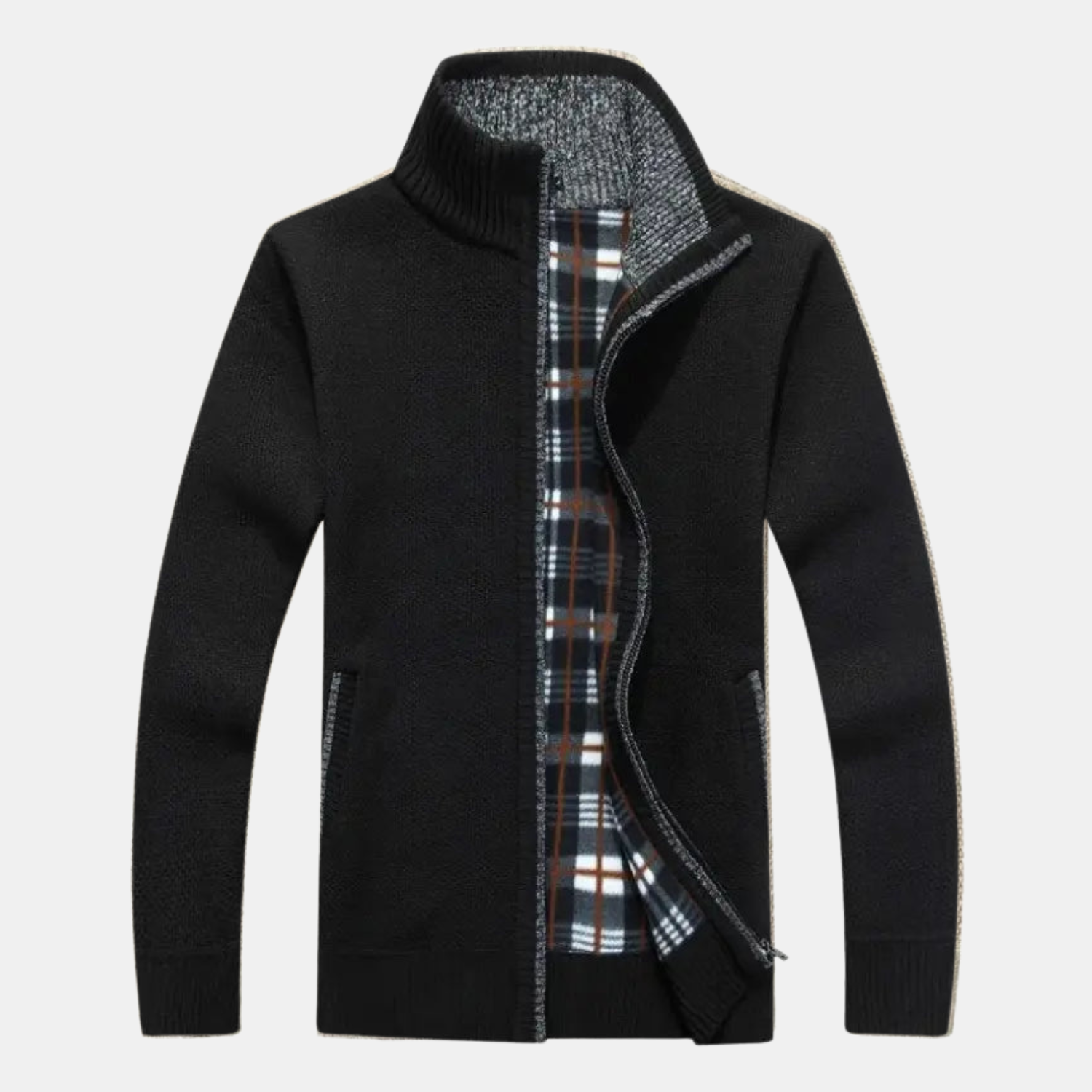 Herren Thermo-Strickjacke mit Fleecefutter – Warme Zip-Strickjacke mit Stehkragen von Orren & Valé