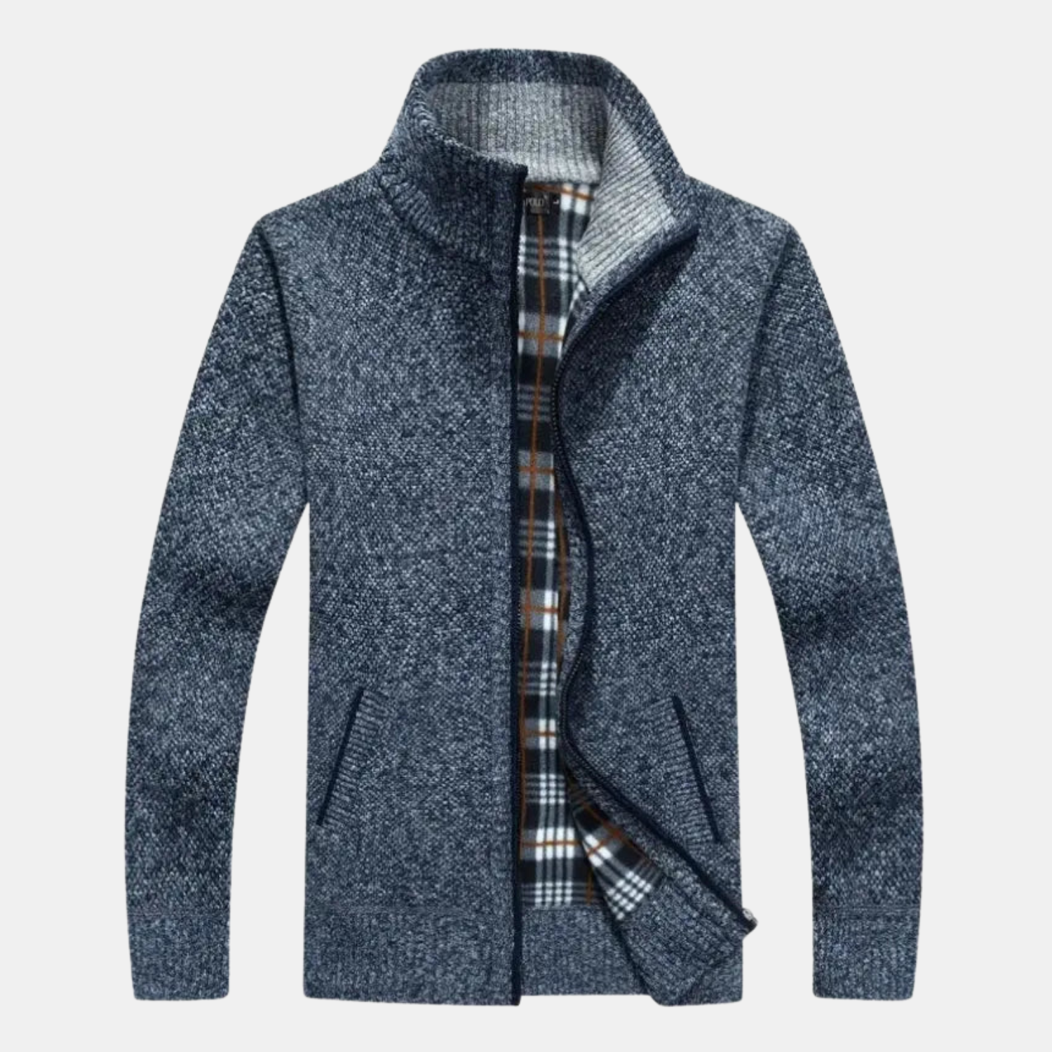 Herren Thermo-Strickjacke mit Fleecefutter – Warme Zip-Strickjacke mit Stehkragen von Orren & Valé