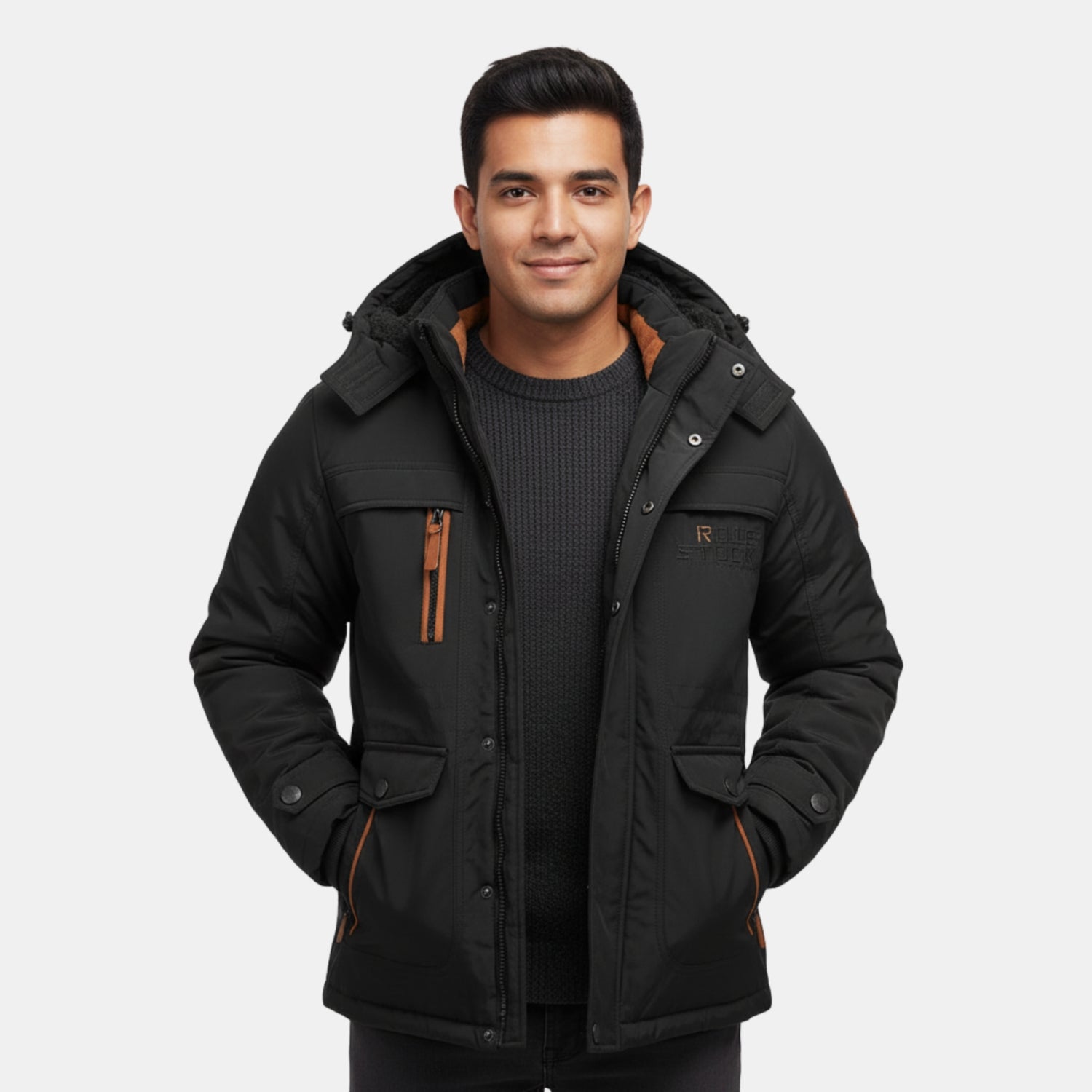 Herren Wasserdichter Thermo-Wintermantel – Vielseitig Gefütterte Outdoorjacke mit Kapuze