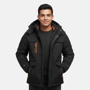 Herren Wasserdichter Thermo-Wintermantel – Vielseitig Gefütterte Outdoorjacke mit Kapuze