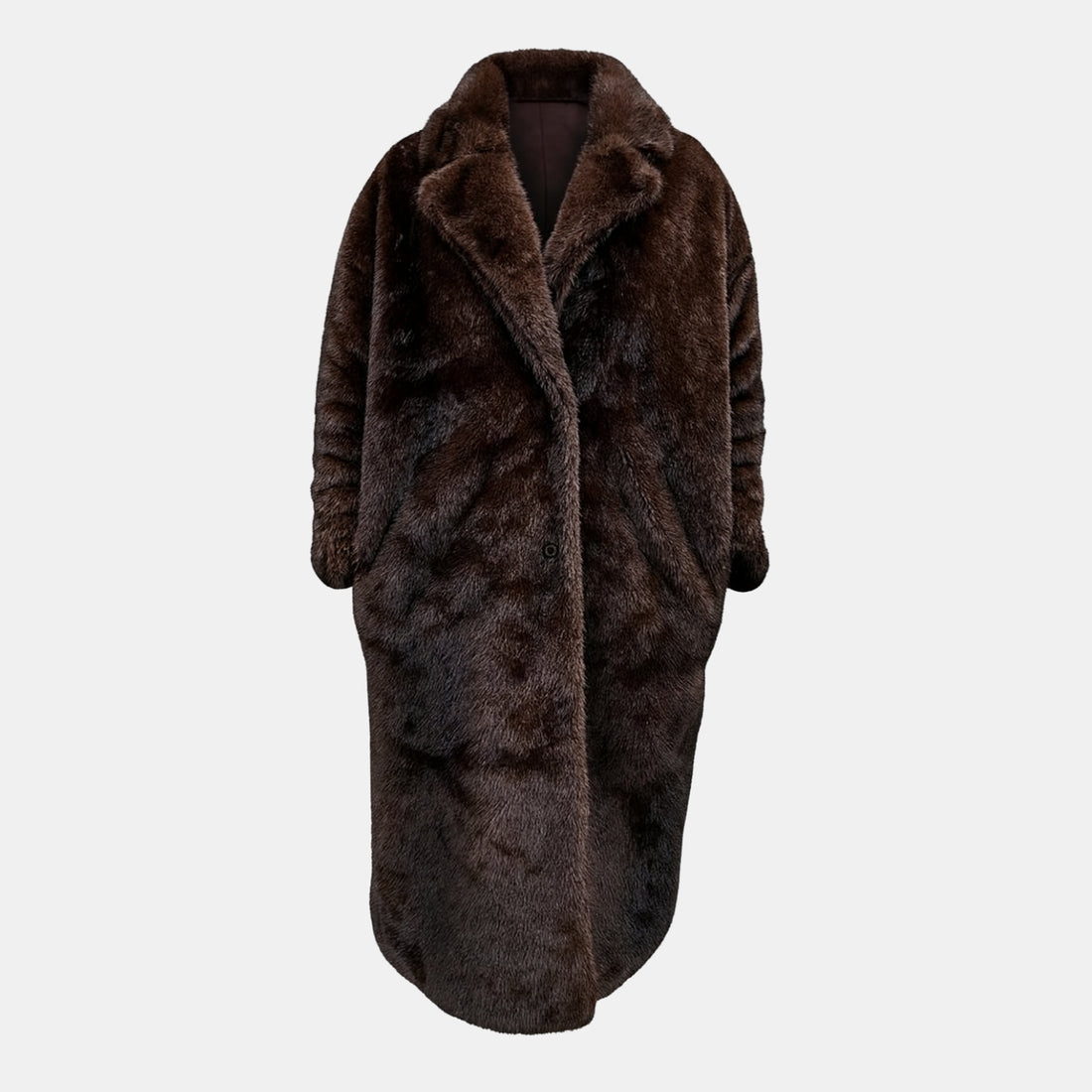 Langer Kunstfell-Wintermantel – Kuscheliger Felloptik-Mantel in Braun von Orren & Valé