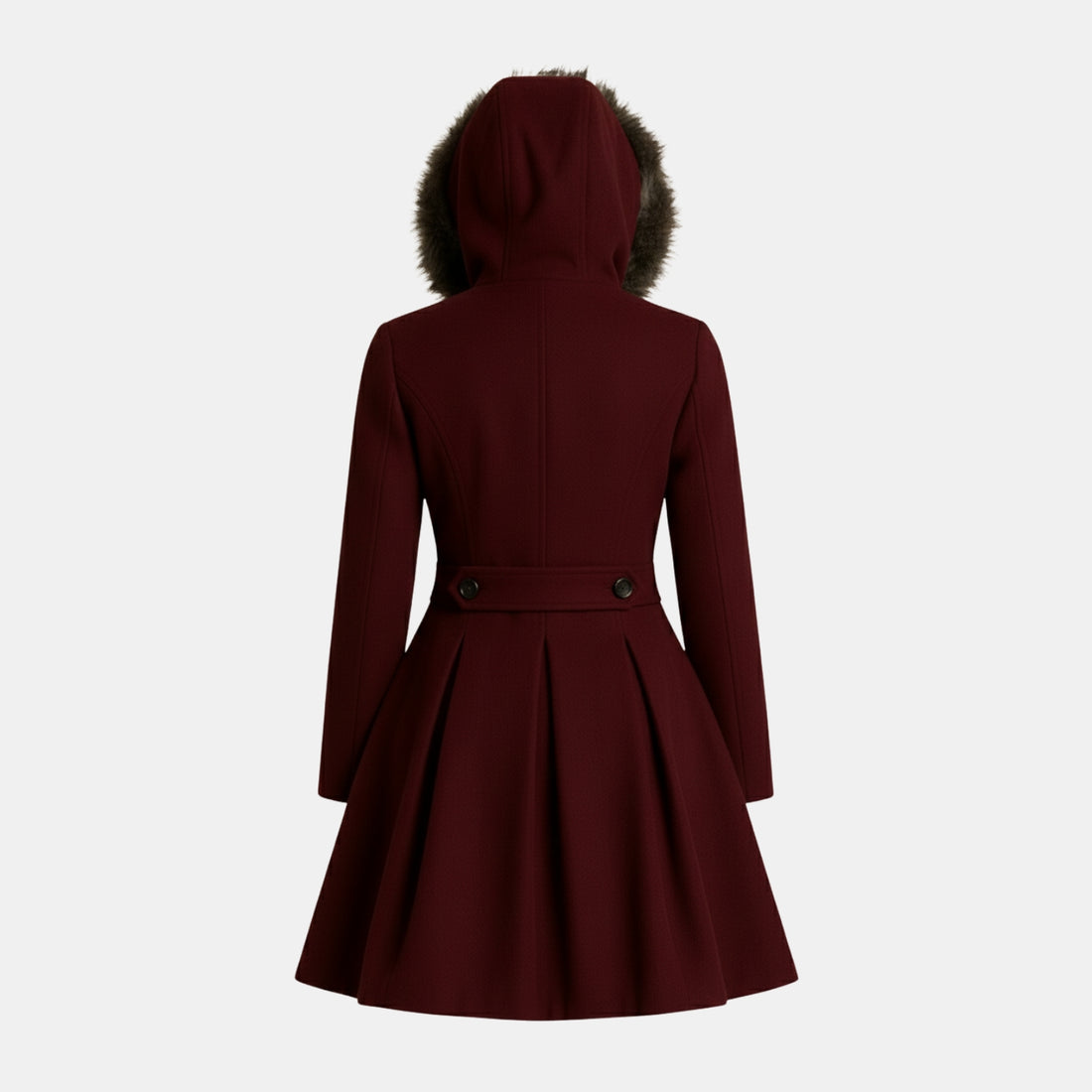 Damen Doppelreihiger Wintermantel mit Fellkapuze von Orren & Valé 