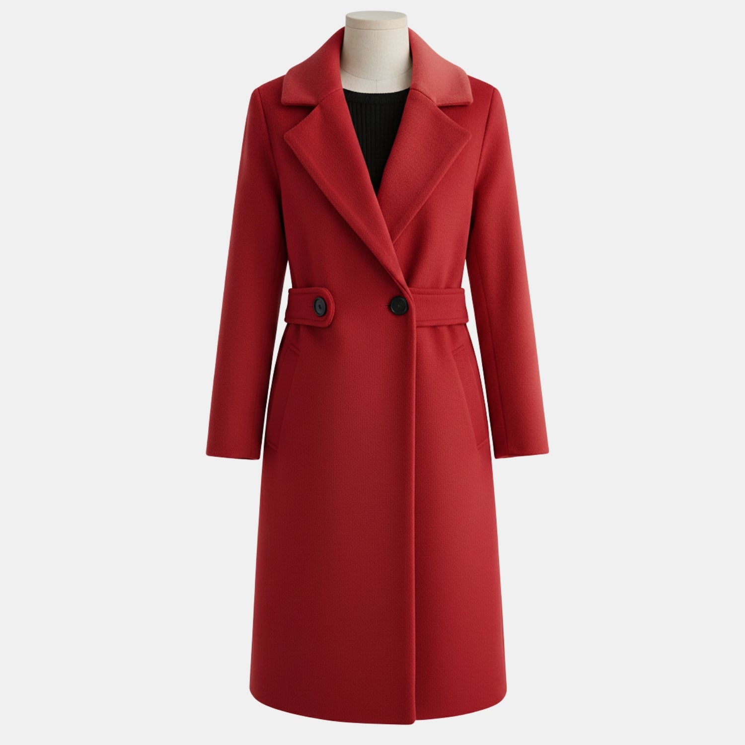 Damen Eleganz-Wintermantel mit Gürtel – Langärmeliger formeller Mantel für Business & Anlass-Looks