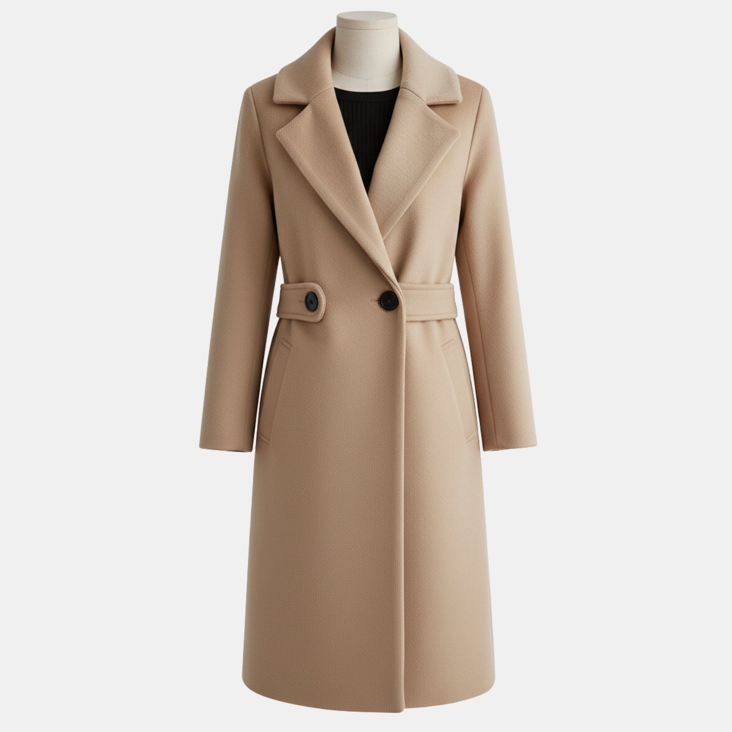 Damen Eleganz-Wintermantel mit Gürtel – Langärmeliger formeller Mantel für Business & Anlass-Looks