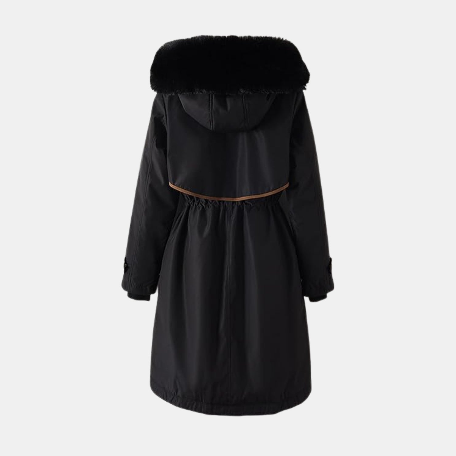 Damen Lang-Winterparka mit Kunstfellkapuze von Orren & Valé 