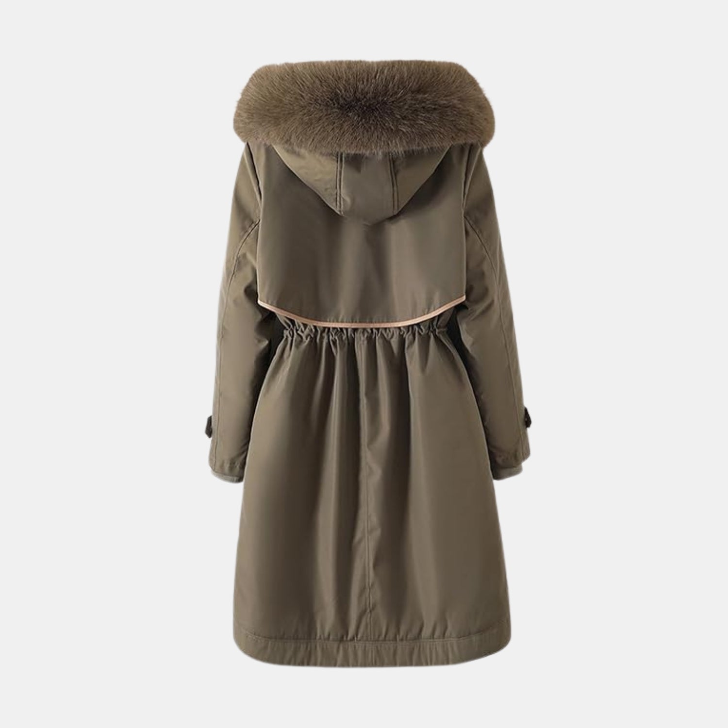 Damen Lang-Winterparka mit Kunstfellkapuze von Orren & Valé 