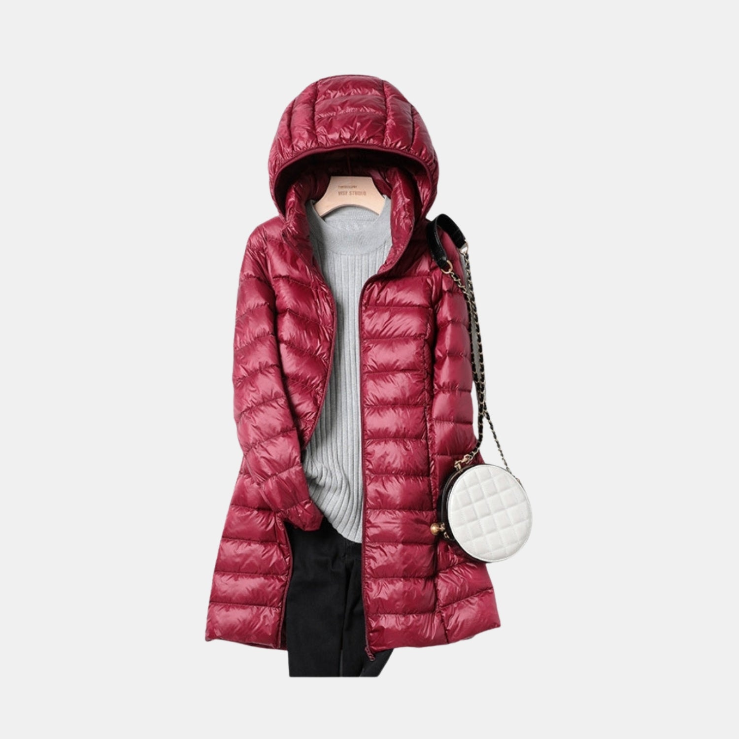 Damen Langer Stepp-Wintermantel mit Kapuze – Warm Gefütterte Pufferjacke für kalte Tage von Orren & Valé 