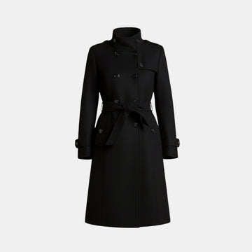 Damen Langmantel in Midilänge – Doppelreihiger Übergangsmantel mit klassischem Kragen von Orren & Valé 