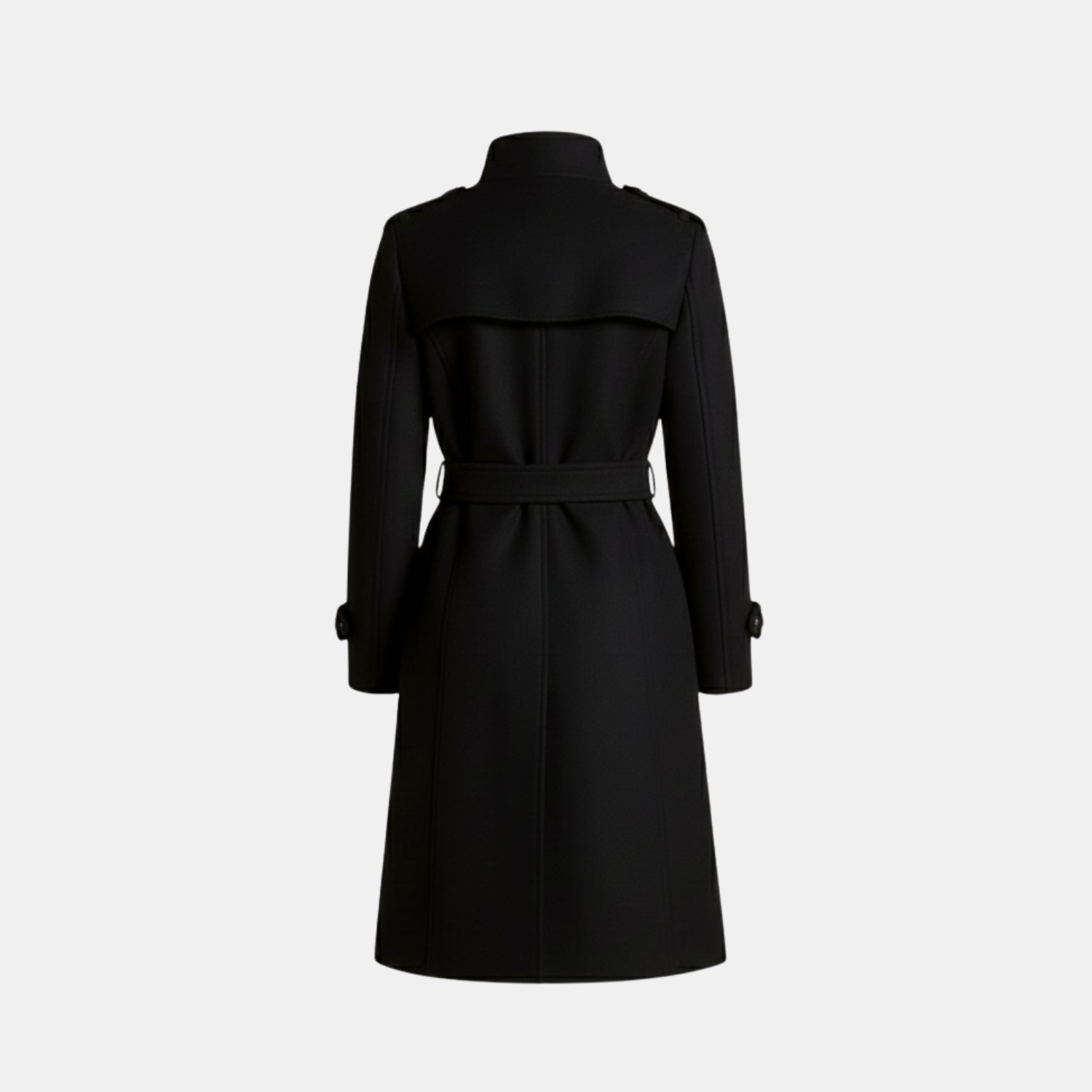 Damen Langmantel in Midilänge – Doppelreihiger Übergangsmantel mit klassischem Kragen von Orren & Valé 