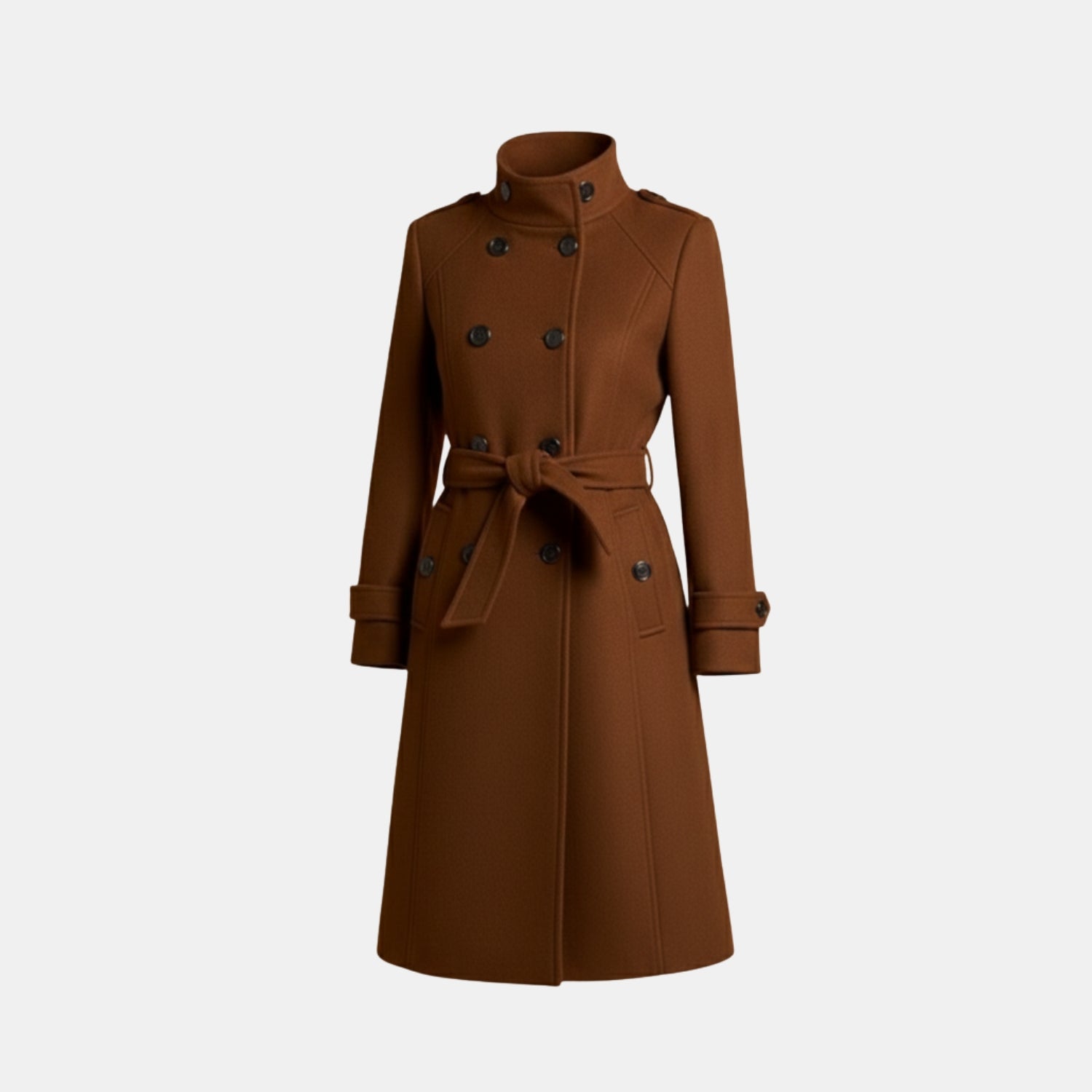 Damen Langmantel in Midilänge – Doppelreihiger Übergangsmantel mit klassischem Kragen von Orren & Valé 