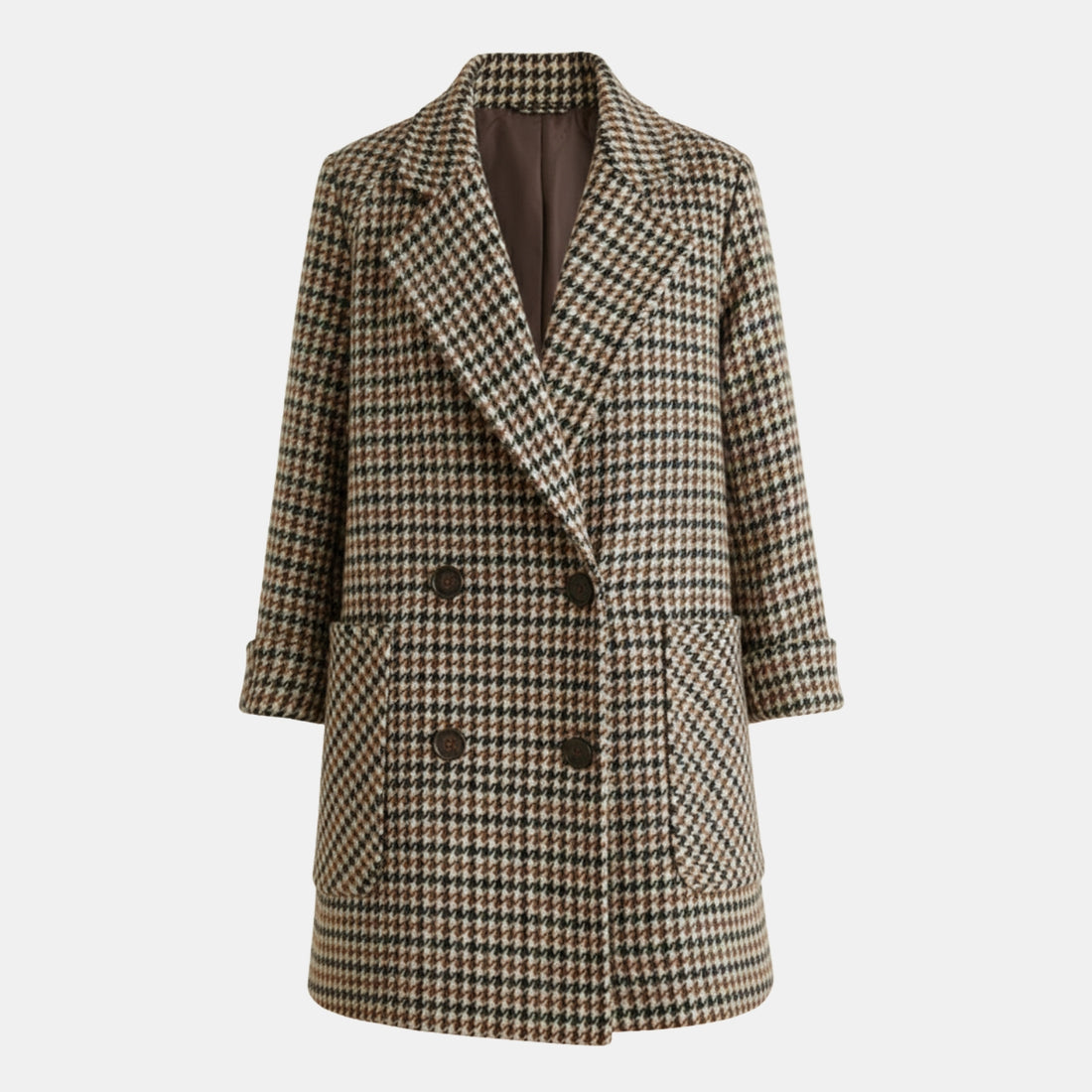 Damen Oversize-Blazer im Hahnentritt – Wollmix, Doppelreiher, Vintage-Look von Orren & Valé 