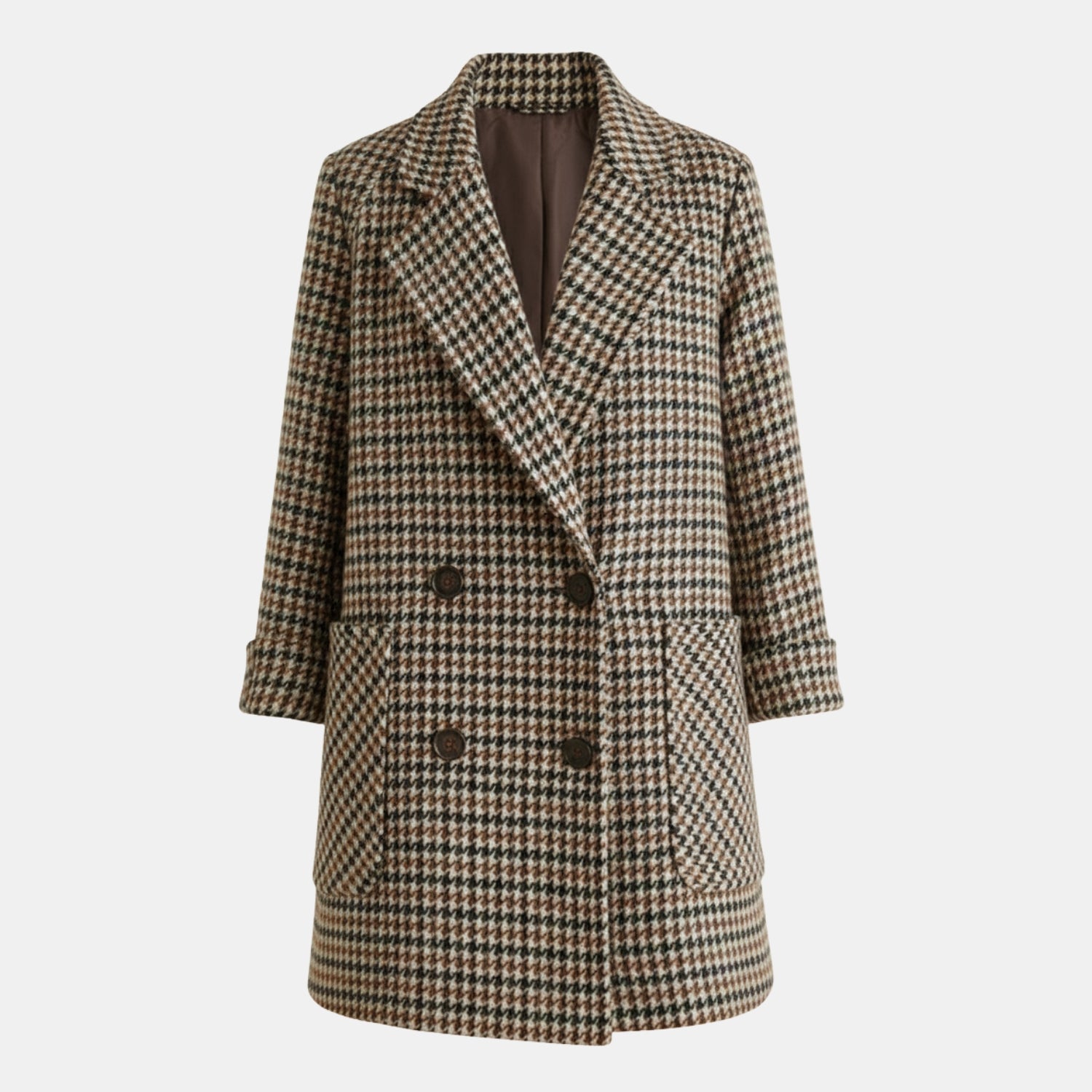 Damen Oversize-Blazer im Hahnentritt – Wollmix, Doppelreiher, Vintage-Look von Orren & Valé 