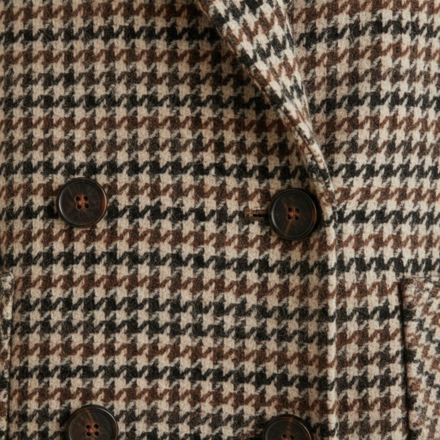 Damen Oversize-Blazer im Hahnentritt – Wollmix, Doppelreiher, Vintage-Look
