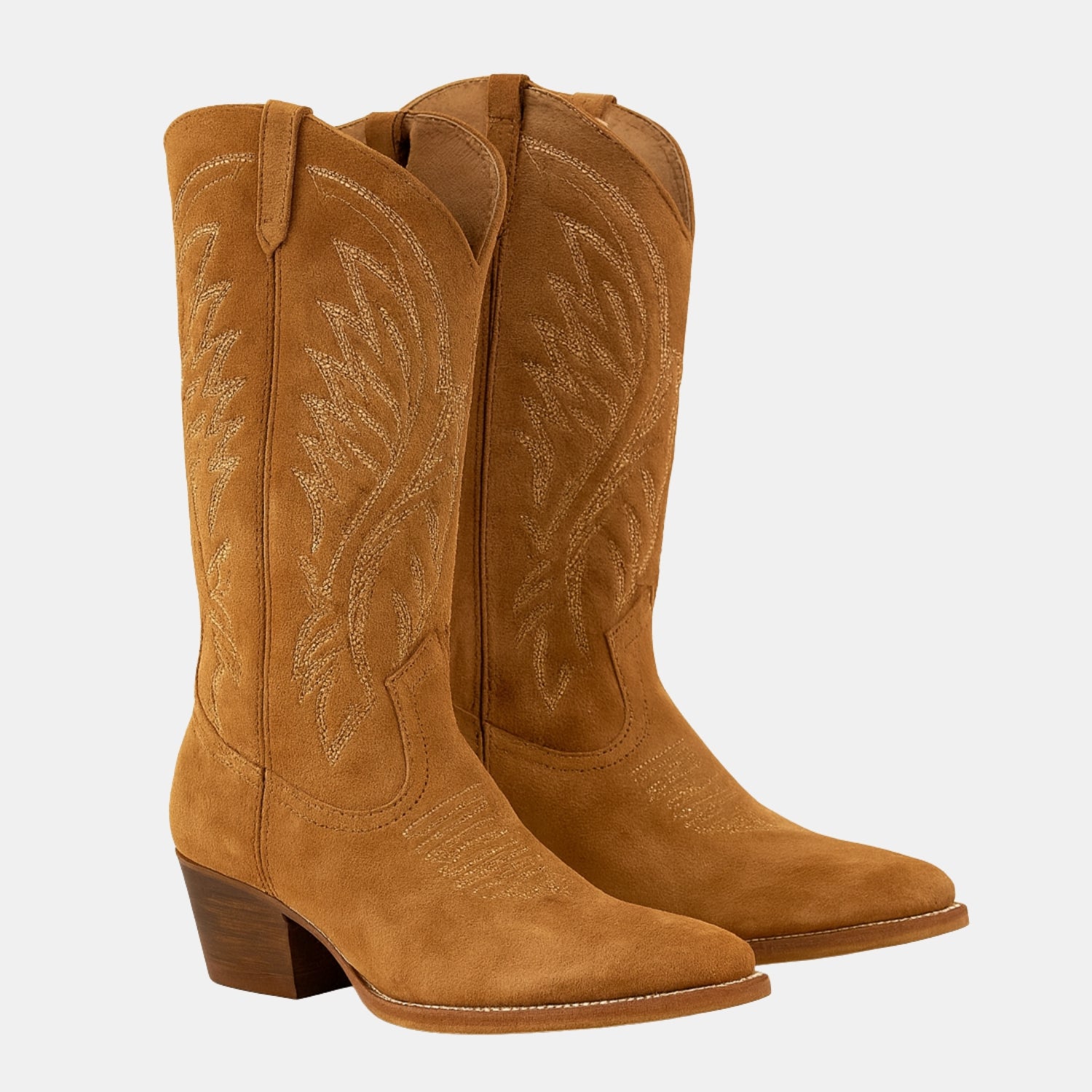 Damen Wildleder-Cowboystiefel mit Blockabsatz – Zeitlose Westernstiefel für Alltag & Freizeit von Orren & Valé 