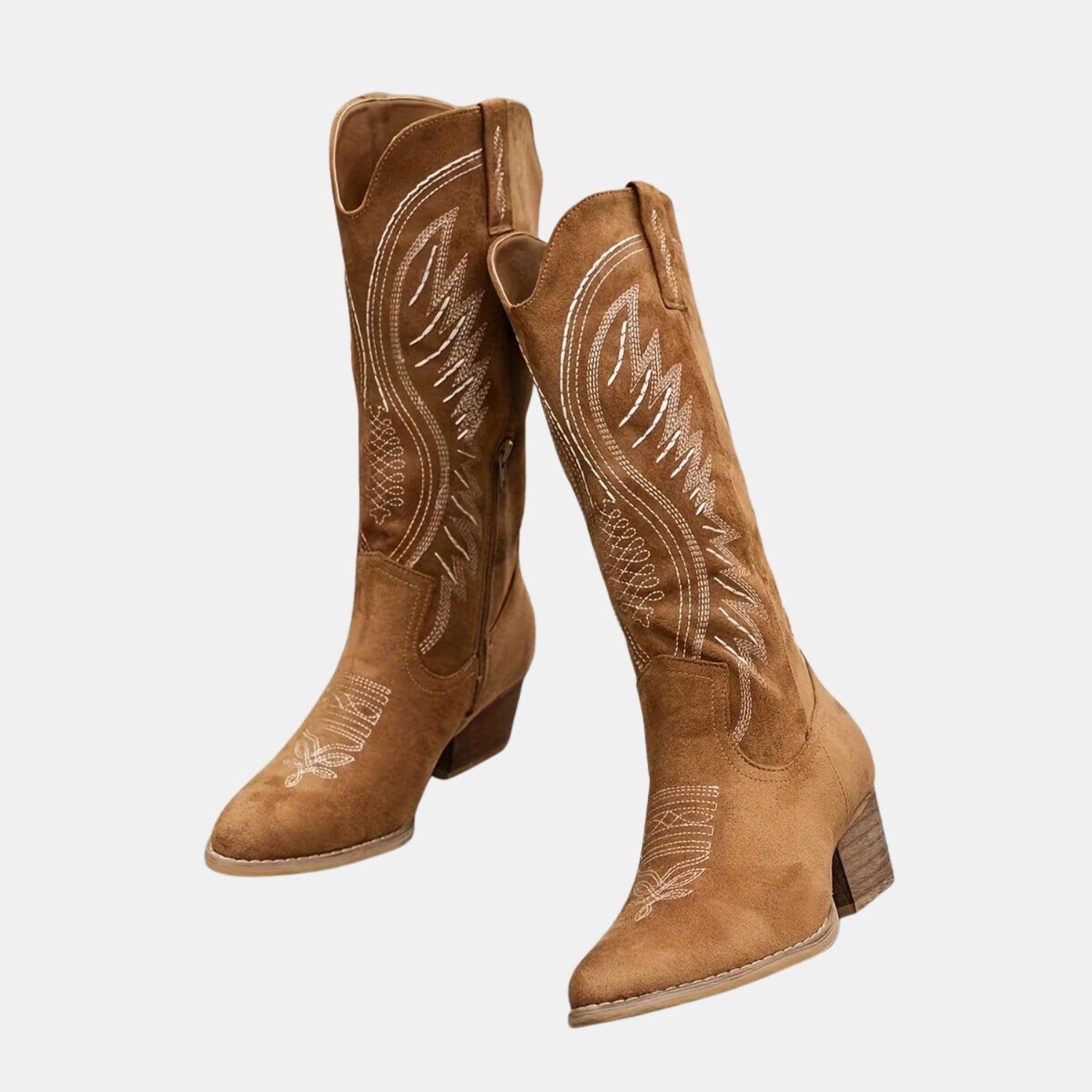 Damen Wildleder-Cowboystiefel mit Blockabsatz – Zeitlose Westernstiefel für Alltag & Freizeit von Orren & Valé 