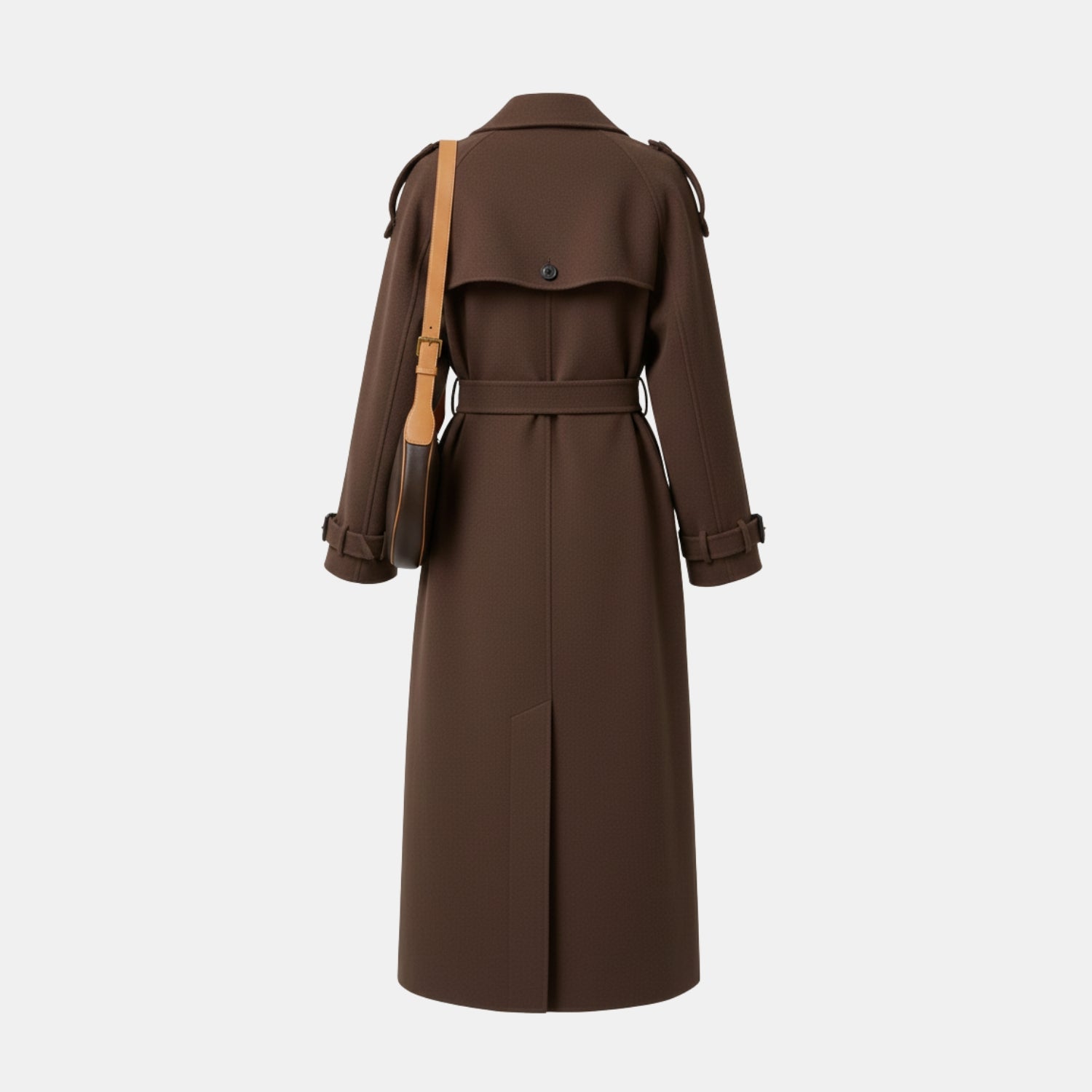 Damen Wollmix-Trenchcoat mit Bindegürtel – Taillierter Übergangsmantel