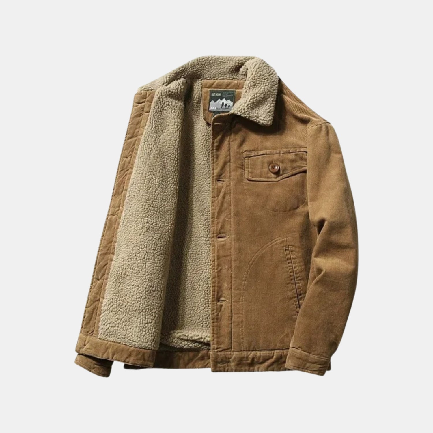 Herren Cord-Winterjacke mit Teddyfellfutter – Gefütterte Cordjacke als Warmer Wintermantel