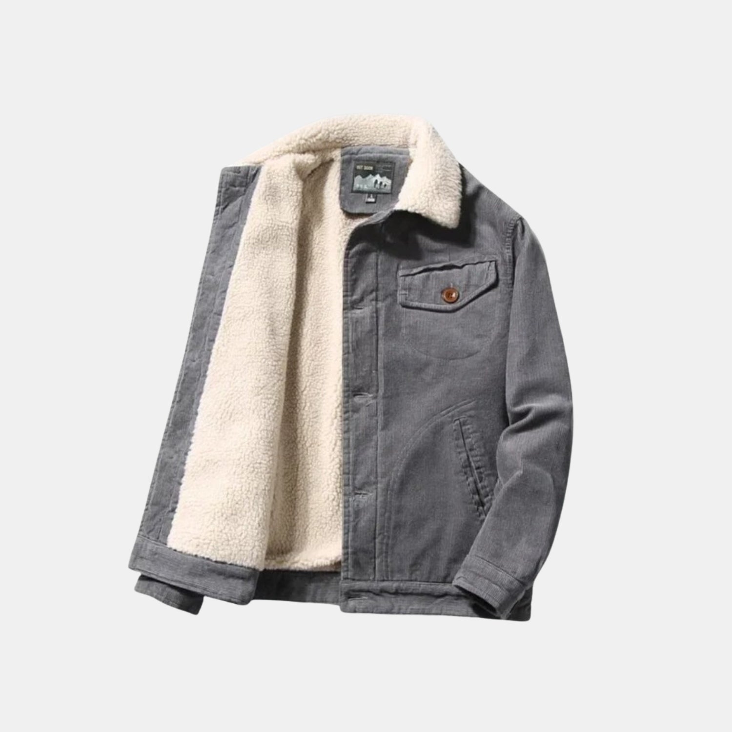 Herren Cord-Winterjacke mit Teddyfellfutter – Gefütterte Cordjacke als Warmer Wintermantel