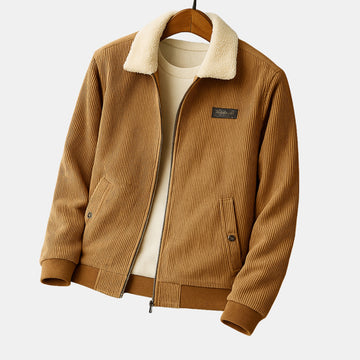 Herren Cordjacke mit Teddyfutter – Baumwoll-Zipjacke mit Umlegekragen & warmem Sherpa-Innenfutter von Orren & Valé 