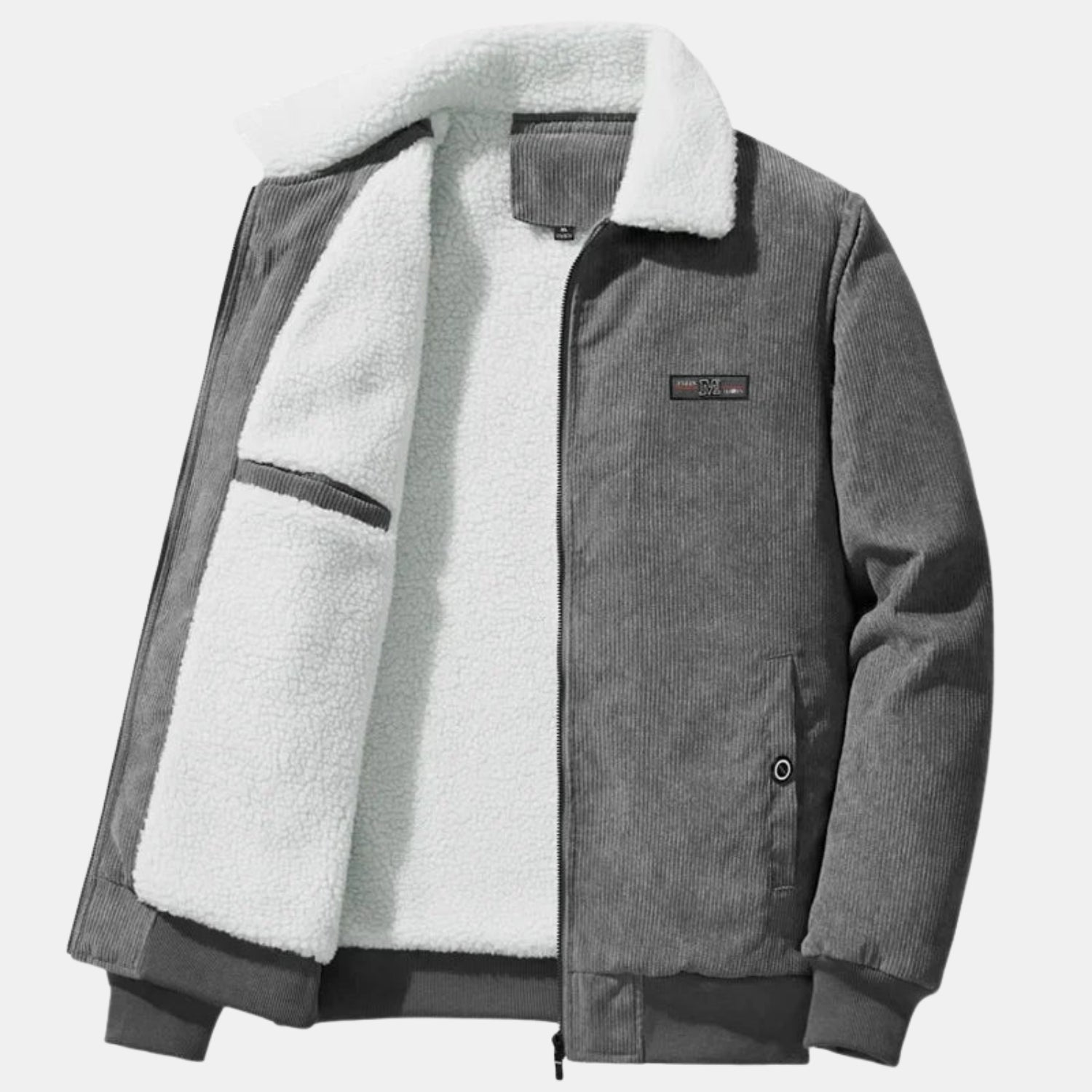 Herren Cordjacke mit Teddyfutter – Baumwoll-Zipjacke mit Umlegekragen & warmem Sherpa-Innenfutter von Orren & Valé 