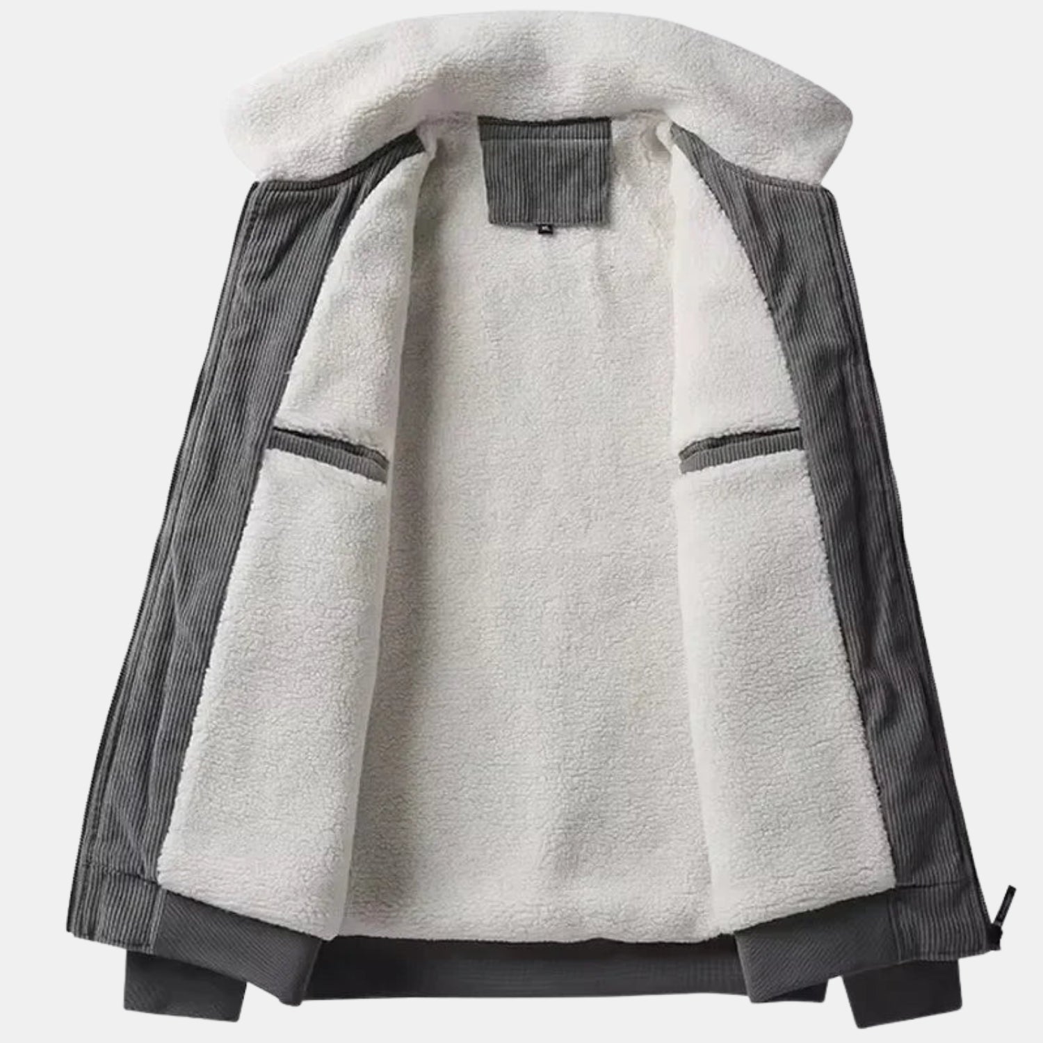 Herren Cordjacke mit Teddyfutter – Baumwoll-Zipjacke mit Umlegekragen & warmem Sherpa-Innenfutter von Orren & Valé 