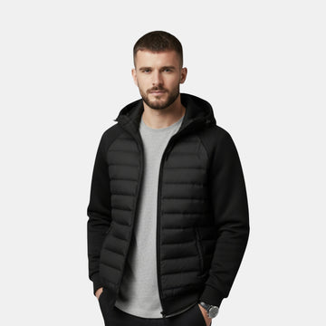 Herren Daunen-Steppjacke mit Kapuze – Gefütterte Winterjacke im Kontrast-Steppdesign von Orren & Valé 