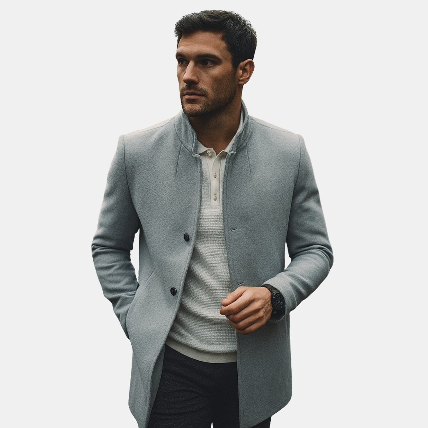 Herren Eleganz-Wintermantel – Minimalistischer Wollmantel mit Knopfleiste von Orren & Valé 