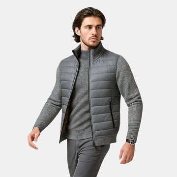 Herren Fleece-Patchworkjacke mit Stehkragen – Warme Übergangsjacke für Herbst & Winter von Orren & Valé 
