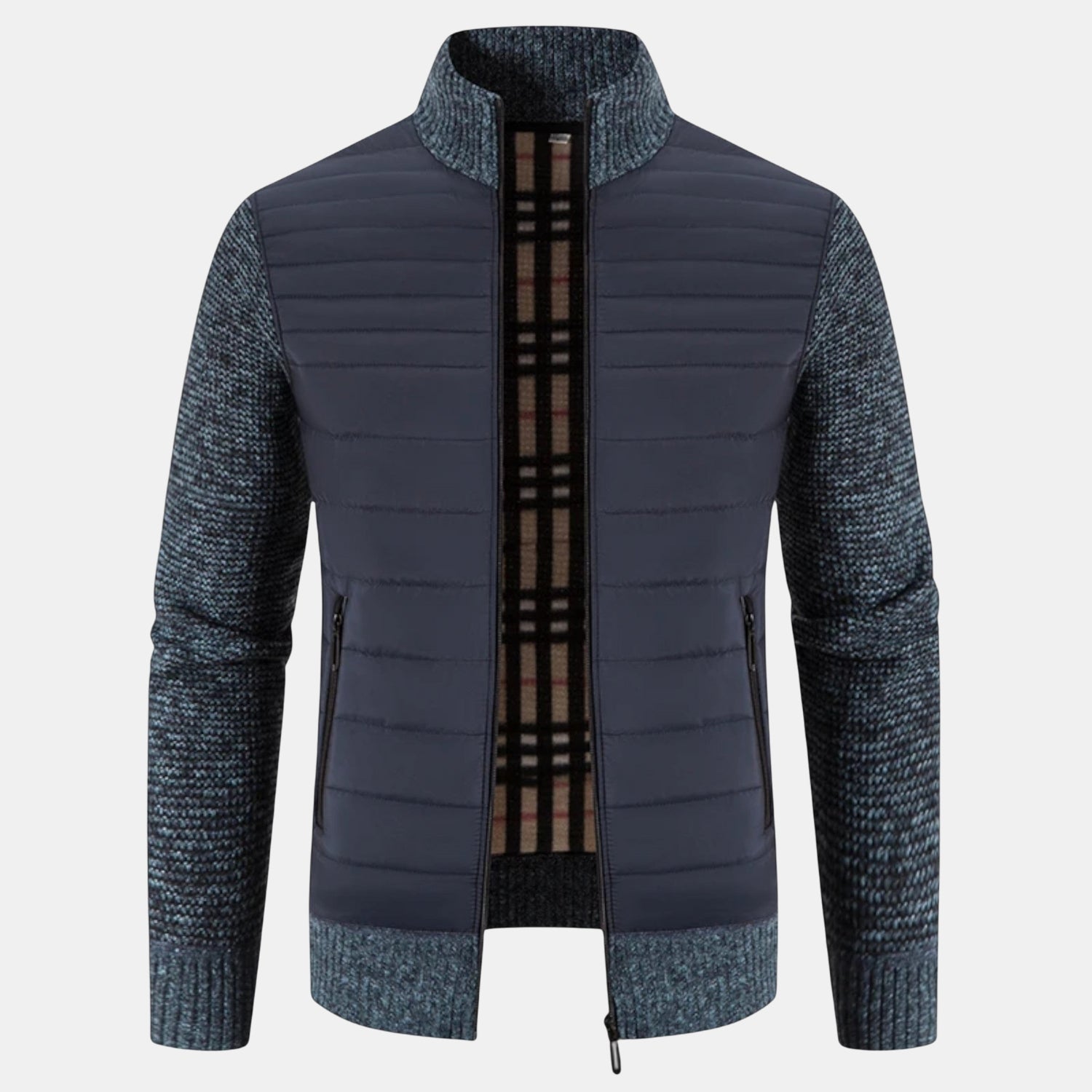 Herren Fleece-Patchworkjacke mit Stehkragen – Warme Übergangsjacke für Herbst & Winter von Orren & Valé 
