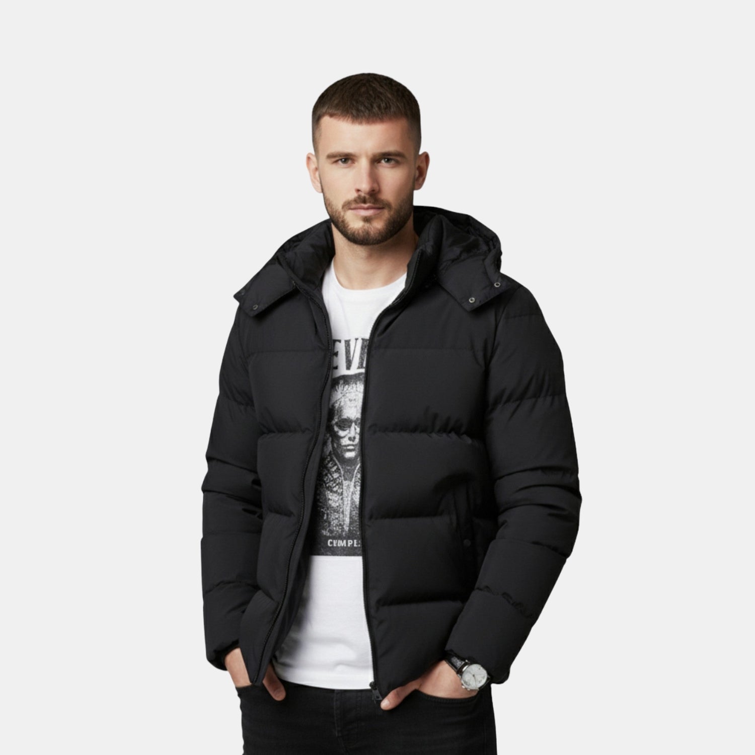 Herren Kapuzen-Steppjacke – Zeitlose Gefütterte Puffer-Winterjacke für kalte Tage von Orren & Valé 