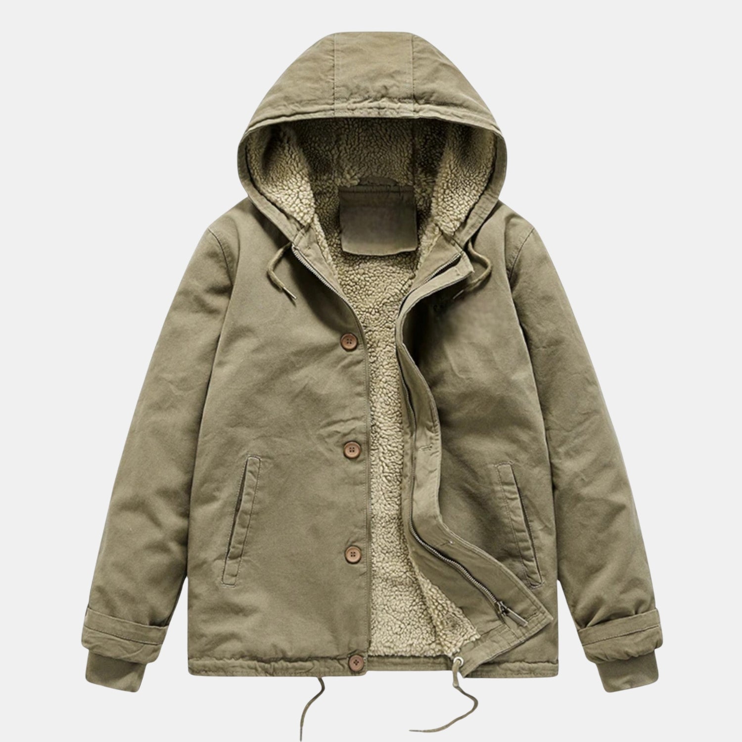 Herren Lammfleece-Wintermantel mit Kapuze – Warmer Gefütterter Wintermantel von Orren & Valé 